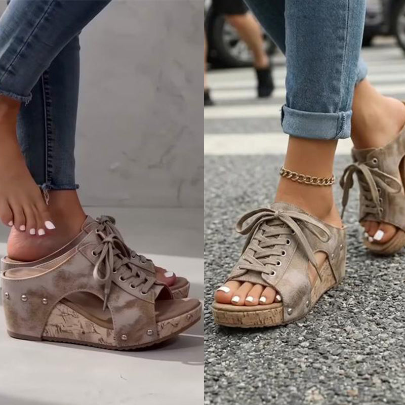 Women's Peep-Toe Platform Wedge Sandals