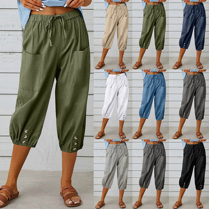 Damen Freizeit Caprihosen mit Taschen
