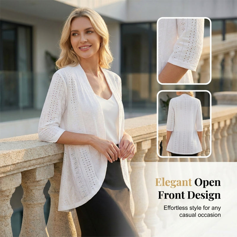 🧥 50% RABATT! ✨ Leichter Lochmuster-Cardigan – Atmungsaktiv, offen & ideal für laue Sommerabende – Perfekt als Überwurf zum Strandkleid oder über ein Top 🌊