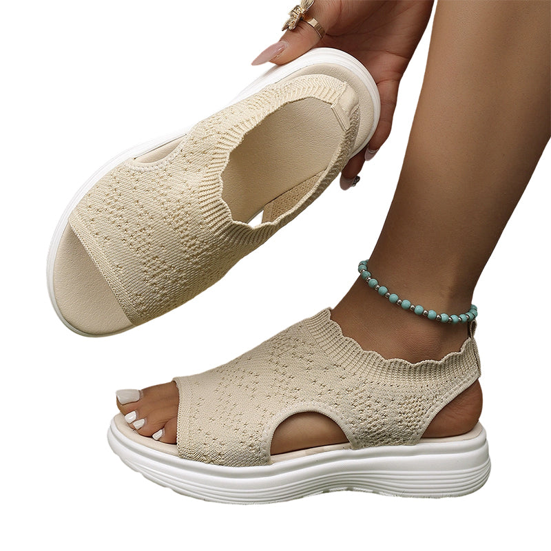 Damen atmungsaktive gestrickte Plateausandalen