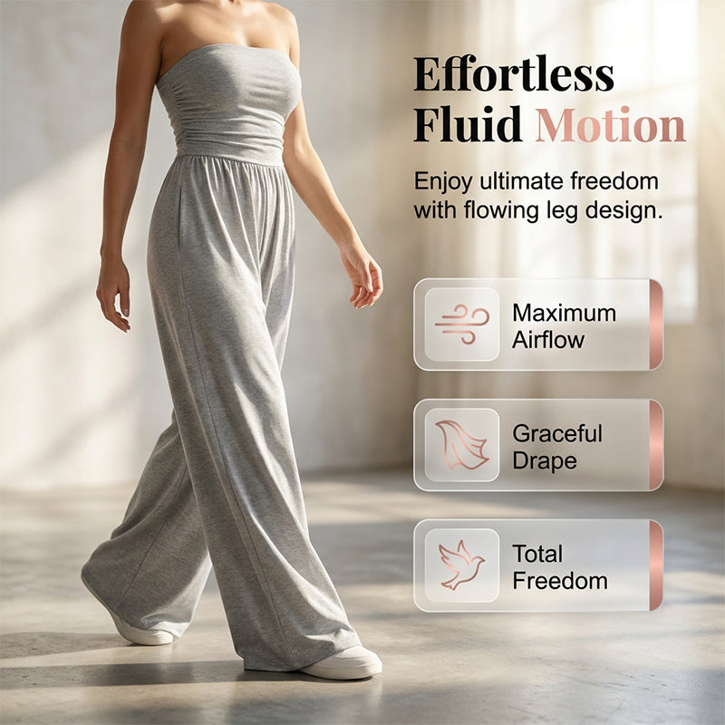 Trägerloser Jumpsuit mit weitem Bein und hohem Bund