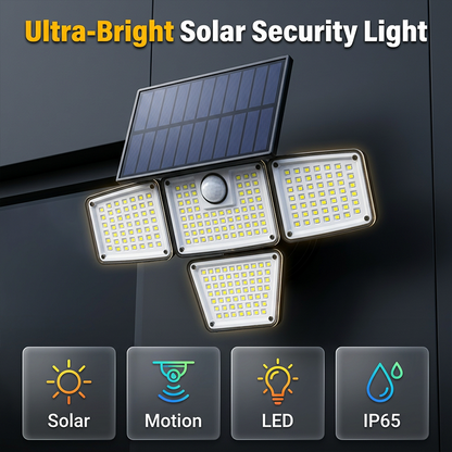 📢📢Letzter Tag – 50 % Rabatt!! ☀️💡 Solar-Außenwandlampe mit 3 Köpfen – Bewegungsmelder für Garten, Hof & Garage