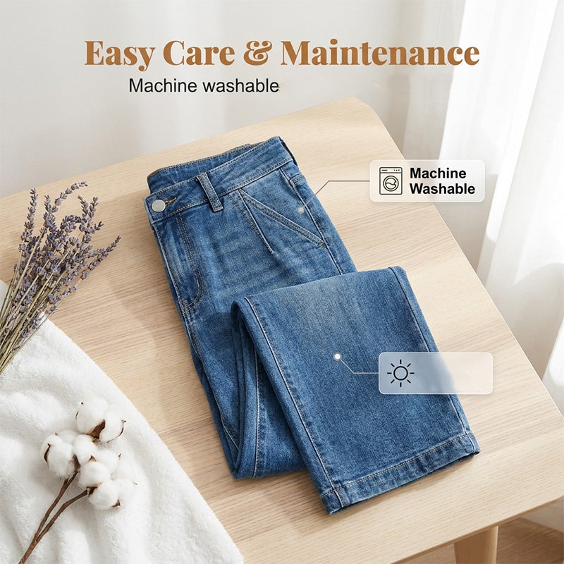 👖Damenjeans mit hoher Taille und geradem Bein✨