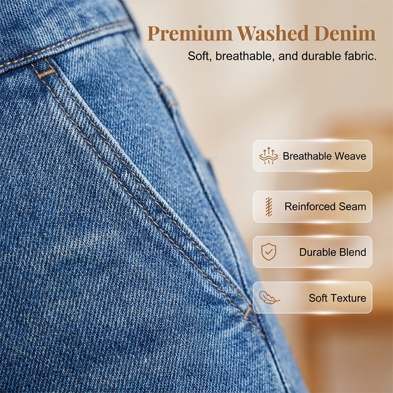 👖Damenjeans mit hoher Taille und geradem Bein✨