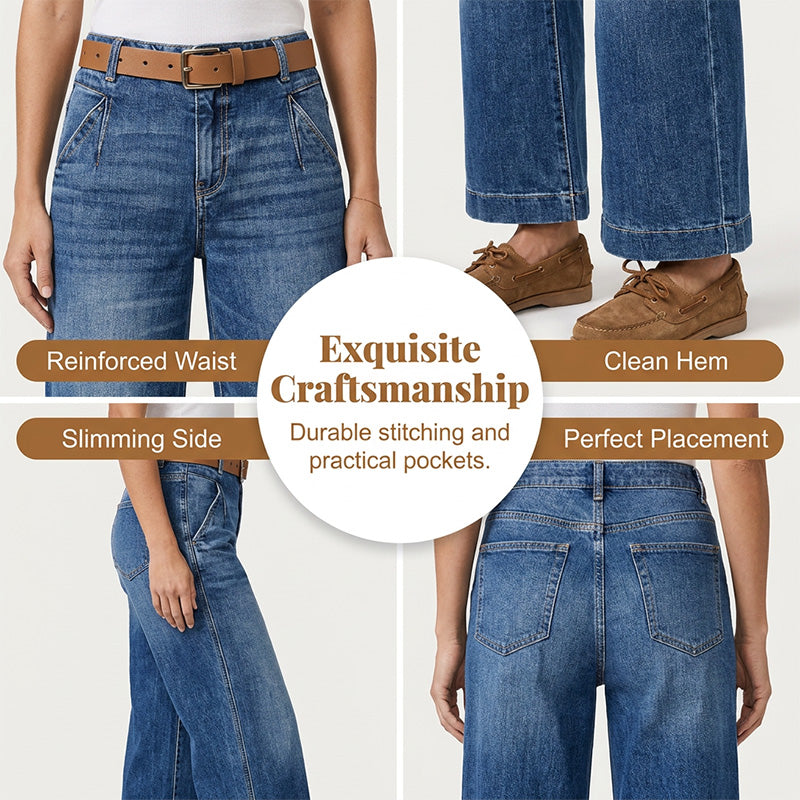 👖Damenjeans mit hoher Taille und geradem Bein✨