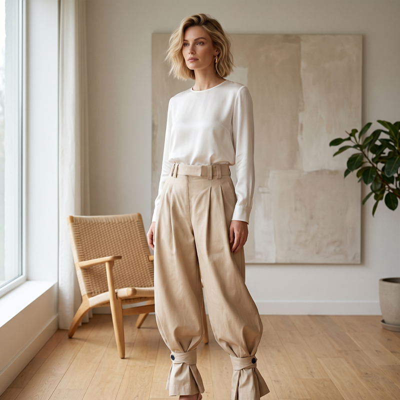 👖 50% RABATT! 🎉 Damen Laternen-Hose mit Falten & Rüschenabschlüssen – Leicht & luftig – Perfekt für Sommer, Strand oder einen romantischen Boho-Look – feminin und bequem 🌸