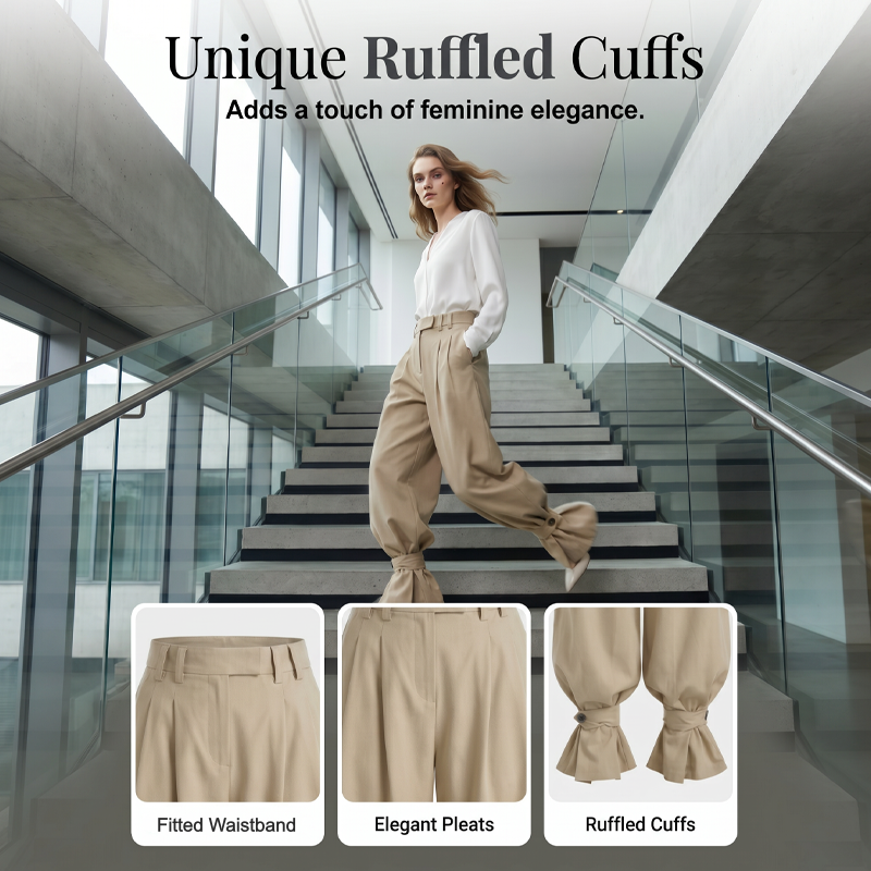 👖 50% RABATT! 🎉 Damen Laternen-Hose mit Falten & Rüschenabschlüssen – Leicht & luftig – Perfekt für Sommer, Strand oder einen romantischen Boho-Look – feminin und bequem 🌸