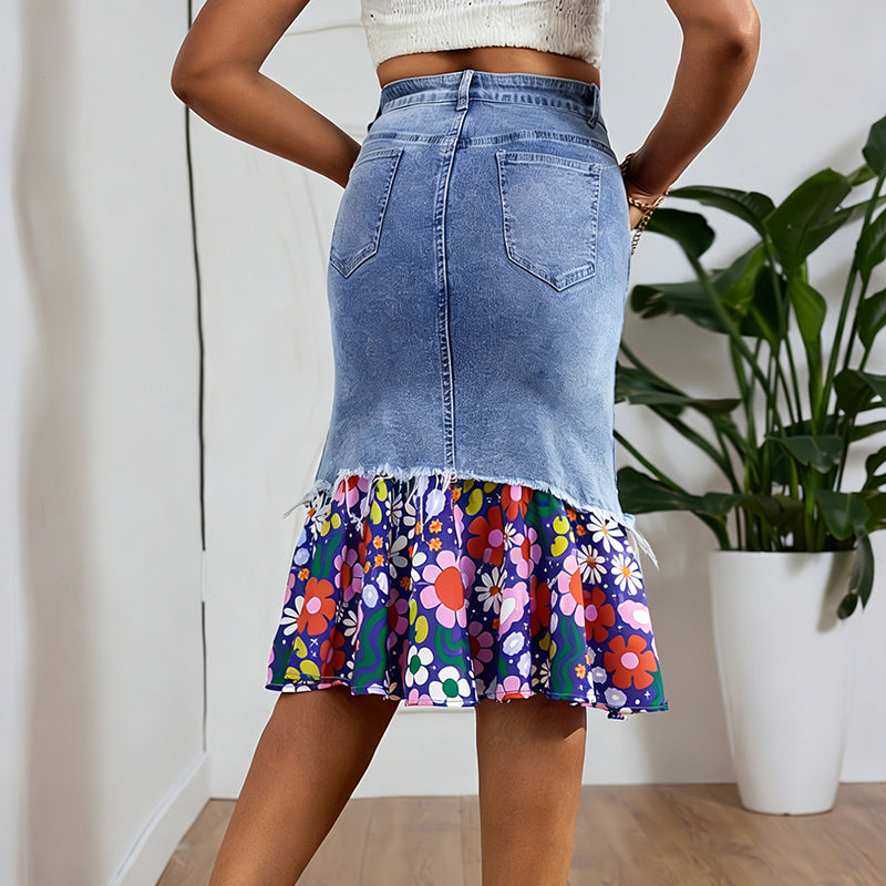 🧜‍♀️ Hochtaillierter Jeans-Meerjungfrauenrock für Damen – figurbetonend & elegant