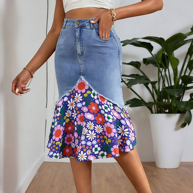 🧜‍♀️ Hochtaillierter Jeans-Meerjungfrauenrock für Damen – figurbetonend & elegant