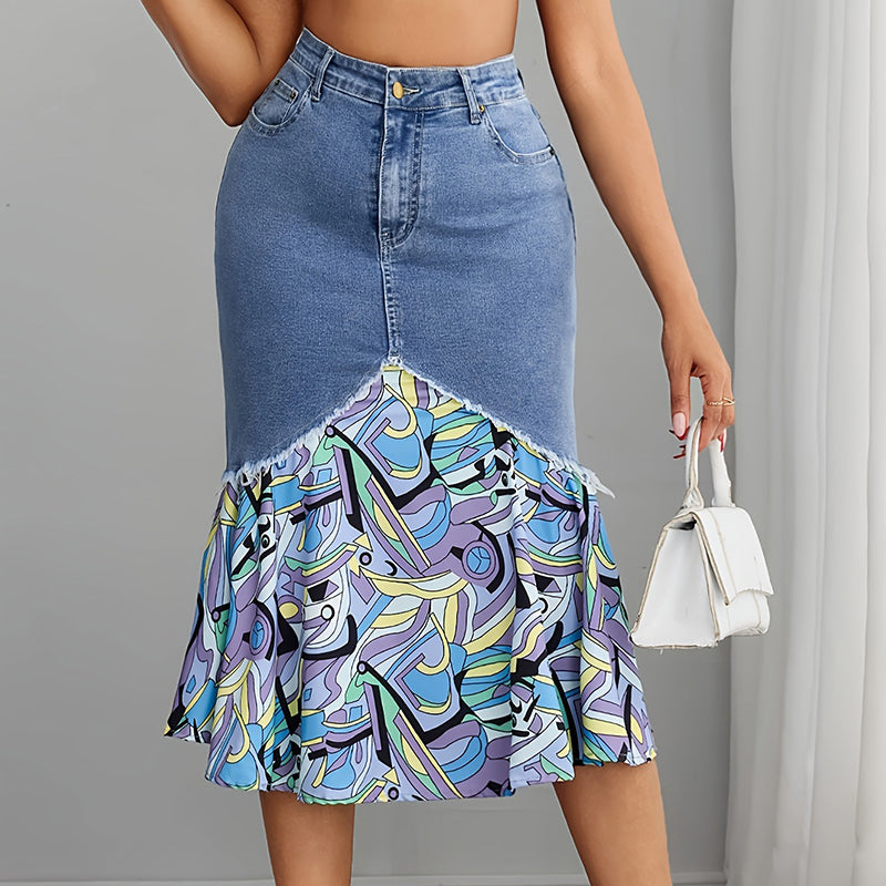 🧜‍♀️ Hochtaillierter Jeans-Meerjungfrauenrock für Damen – figurbetonend & elegant
