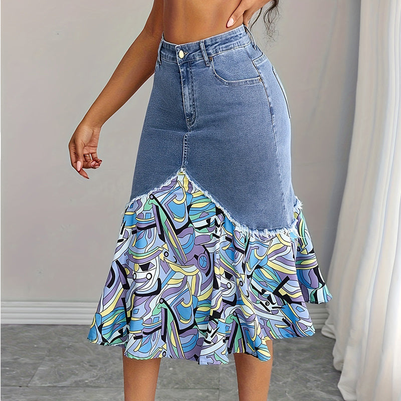 🧜‍♀️ Hochtaillierter Jeans-Meerjungfrauenrock für Damen – figurbetonend & elegant