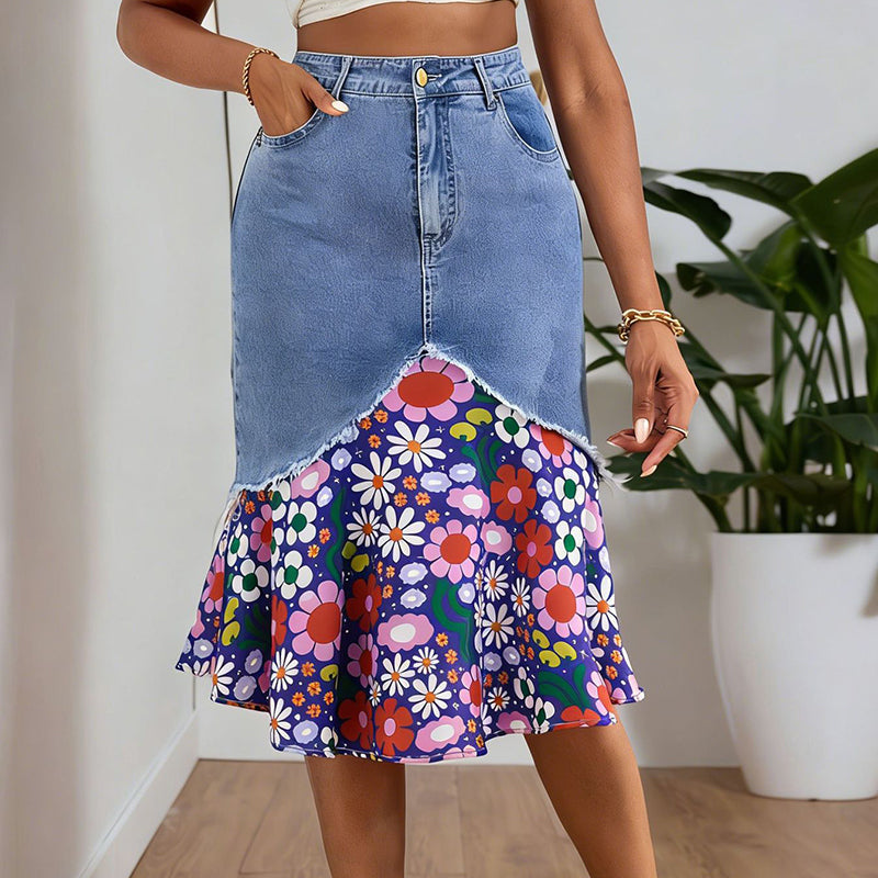 🧜‍♀️ Hochtaillierter Jeans-Meerjungfrauenrock für Damen – figurbetonend & elegant