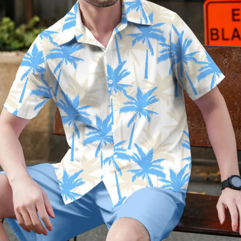 Herren Tropendruck Hemd & Shorts Set