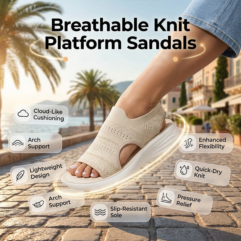 👟 Atmungsaktive Plateausandalen aus Strickstoff für Damen – bequem & modisch