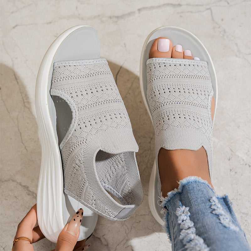 👟 Atmungsaktive Plateausandalen aus Strickstoff für Damen – bequem & modisch