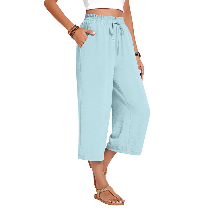✨Caprihose für Damen aus Baumwoll-Leinen mit weitem Bein