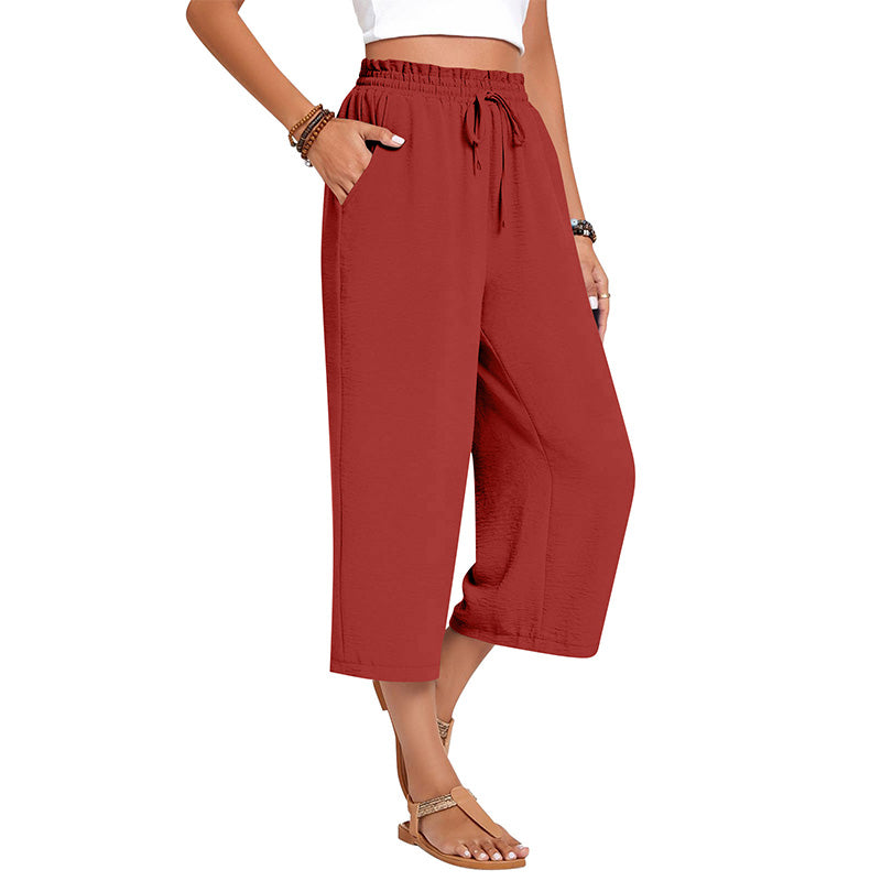 ✨Caprihose für Damen aus Baumwoll-Leinen mit weitem Bein