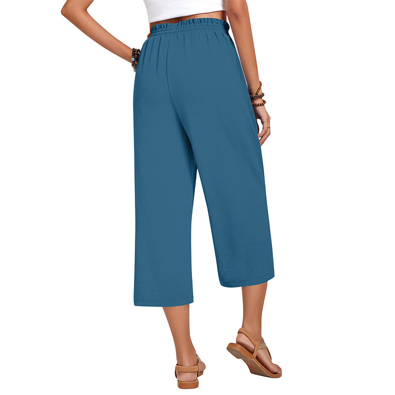 ✨Caprihose für Damen aus Baumwoll-Leinen mit weitem Bein