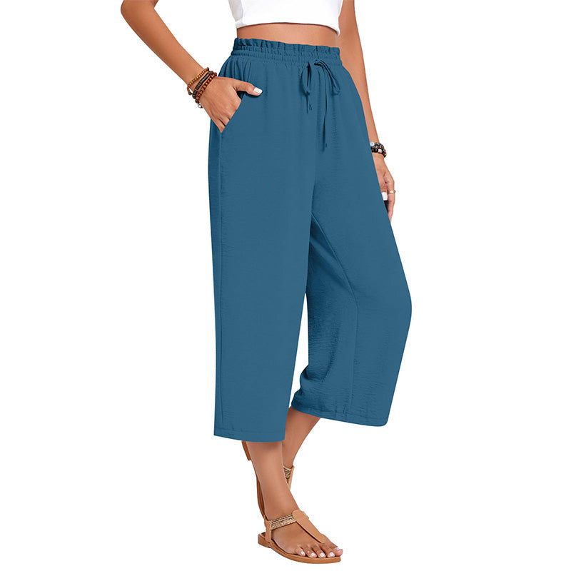 ✨Caprihose für Damen aus Baumwoll-Leinen mit weitem Bein