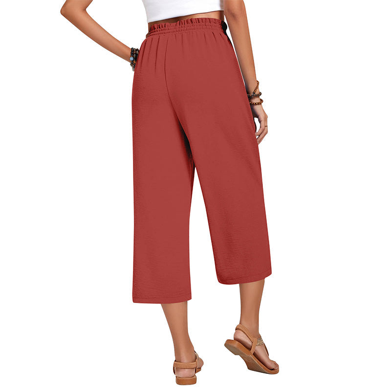 ✨Caprihose für Damen aus Baumwoll-Leinen mit weitem Bein
