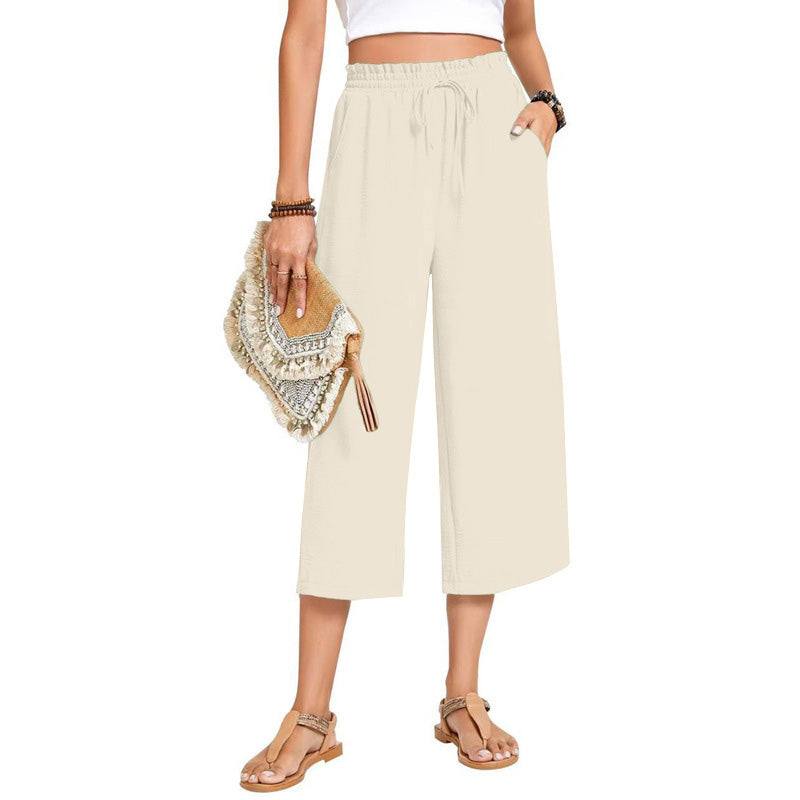 ✨Caprihose für Damen aus Baumwoll-Leinen mit weitem Bein
