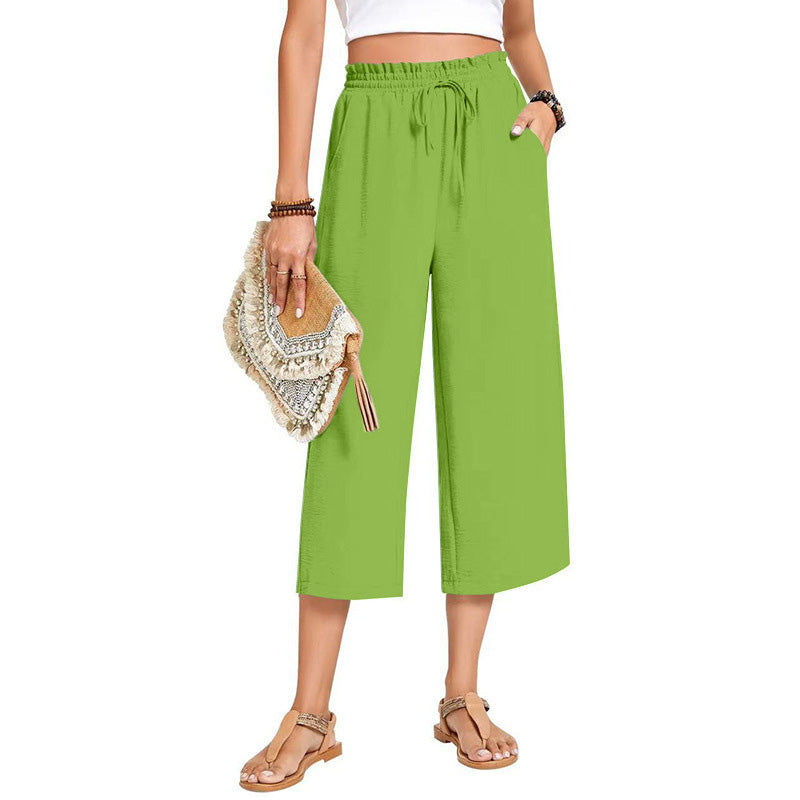 ✨Caprihose für Damen aus Baumwoll-Leinen mit weitem Bein
