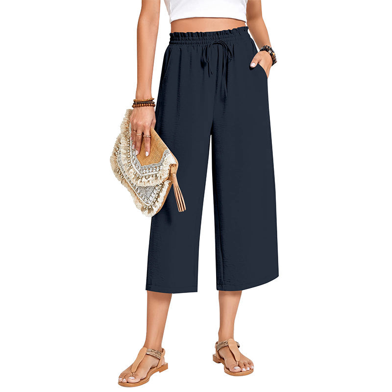 ✨Caprihose für Damen aus Baumwoll-Leinen mit weitem Bein