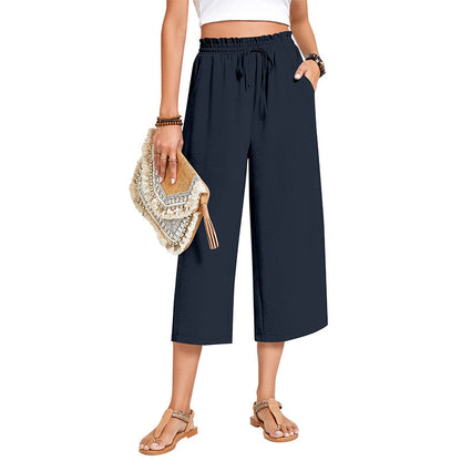 ✨Caprihose für Damen aus Baumwoll-Leinen mit weitem Bein