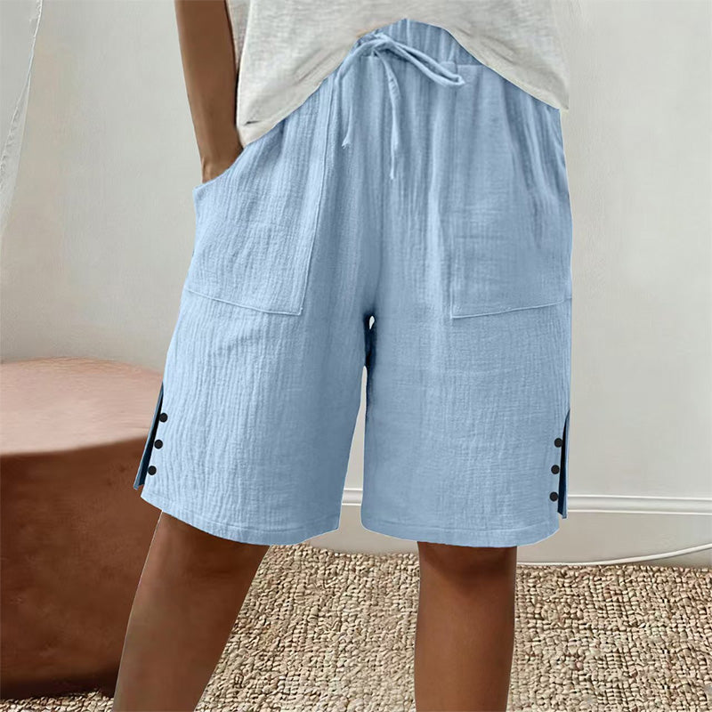 👖 Sommer-Shorts mit seitlichem Knopfdetail – stylischer Hingucker & bequem für heiße Tage
