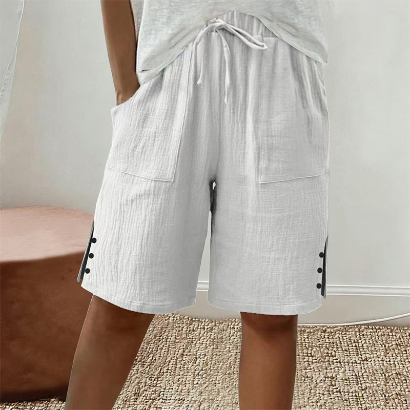 👖 Sommer-Shorts mit seitlichem Knopfdetail – stylischer Hingucker & bequem für heiße Tage