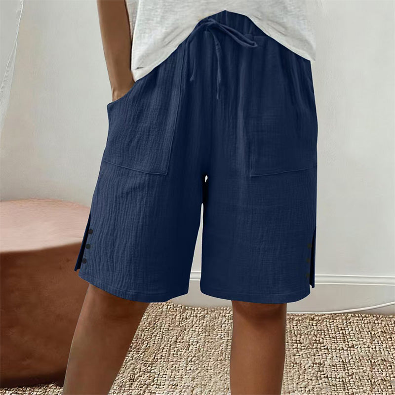 👖 Sommer-Shorts mit seitlichem Knopfdetail – stylischer Hingucker & bequem für heiße Tage