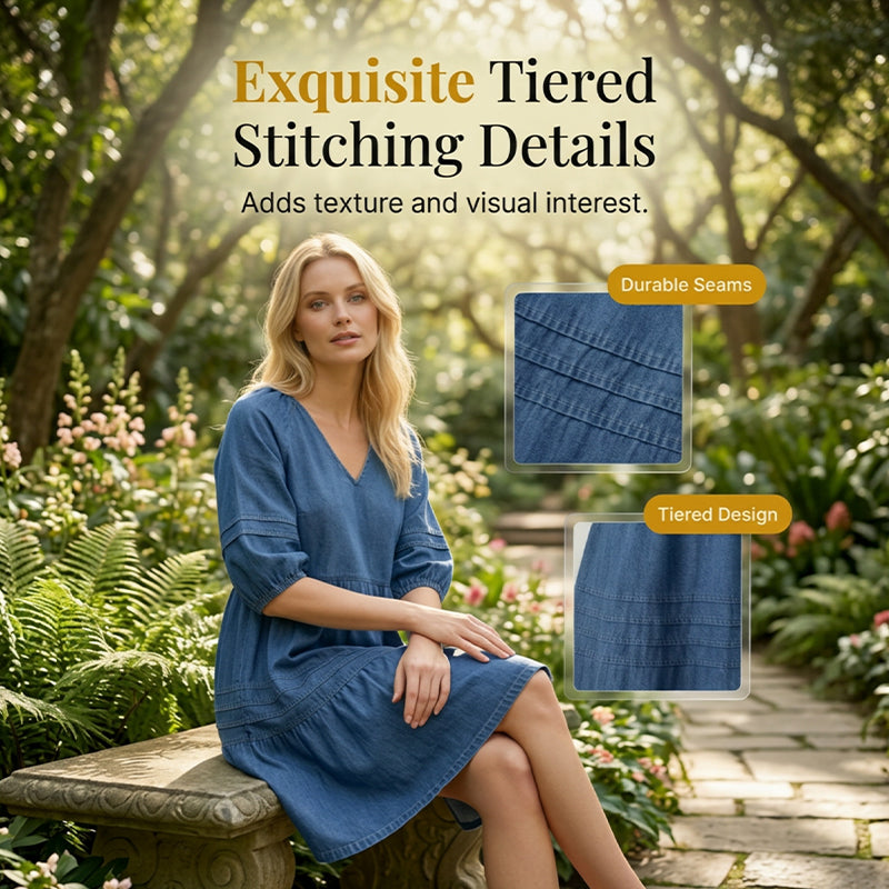 Damen lässiges Denim-Kleid mit lockerer Passform