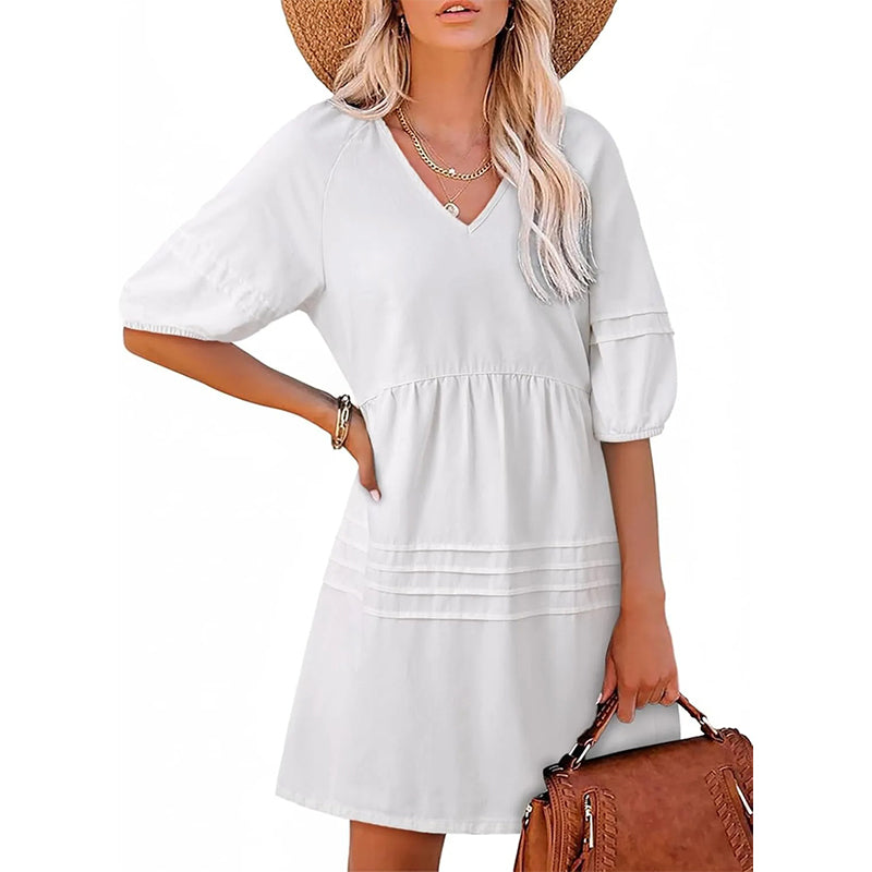 Damen lässiges Denim-Kleid mit lockerer Passform