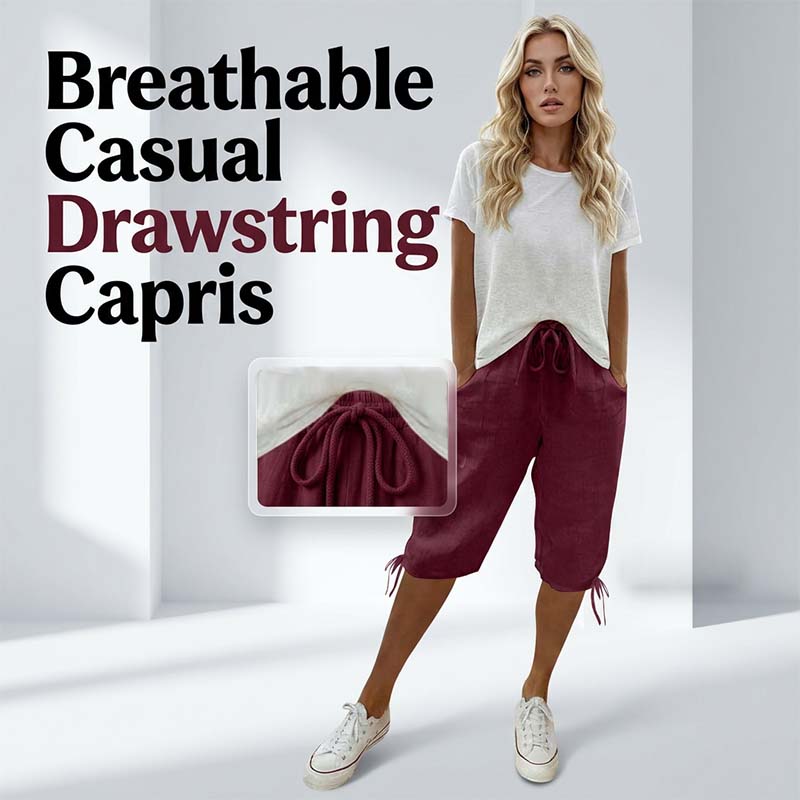 👖🌬️ Lässige Caprihosen mit Kordelzug und Taschen