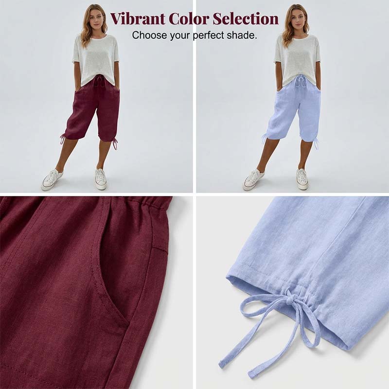 👖🌬️ Lässige Caprihosen mit Kordelzug und Taschen