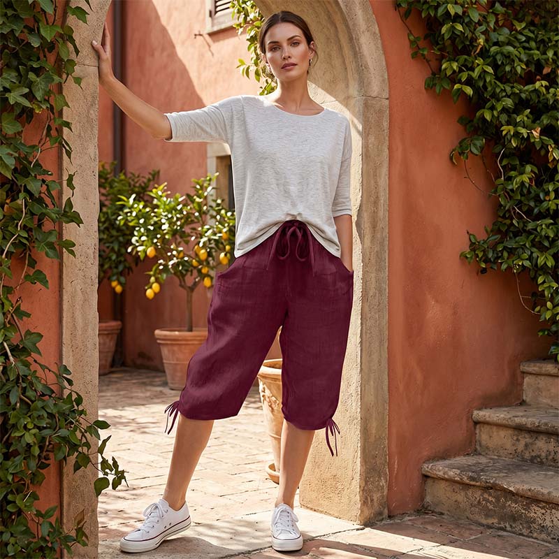 👖🌬️ Lässige Caprihosen mit Kordelzug und Taschen