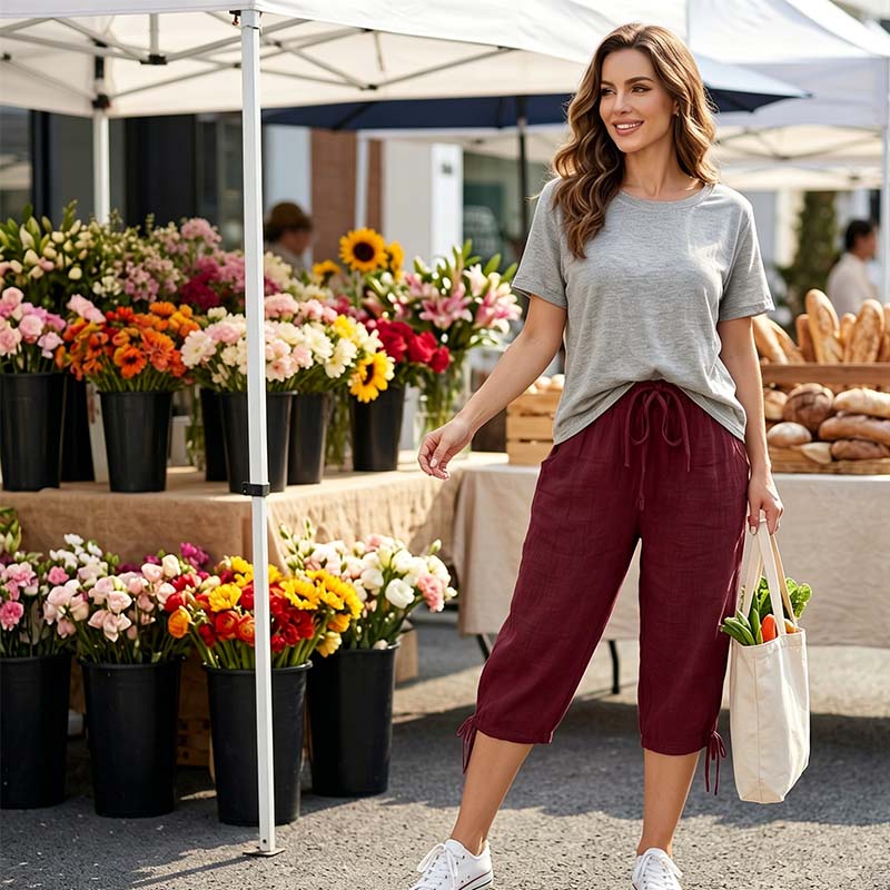 👖🌬️ Lässige Caprihosen mit Kordelzug und Taschen