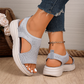 Damen-Sandalen mit Strasssteinen und Plateausohle