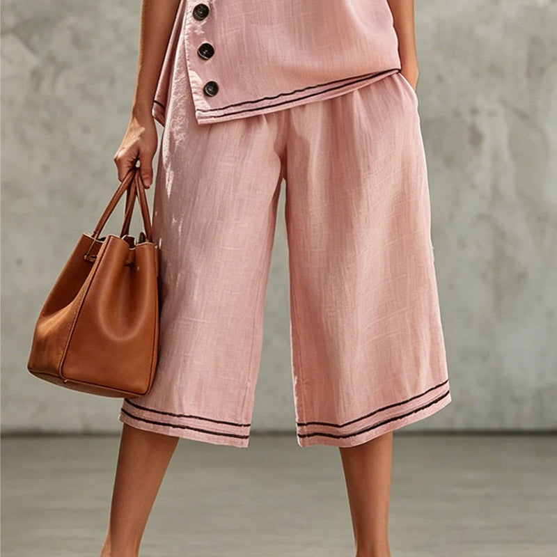 Set aus ärmellosem Oberteil und Shorts mit weitem Bein für Damen