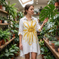 Damen Blumenmuster Knopfleiste Hemdkleid