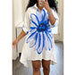 Damen Blumenmuster Knopfleiste Hemdkleid