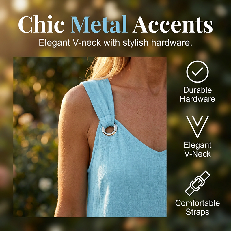 Damen ärmelloses V-Ausschnitt Maxikleid mit Ringträgern