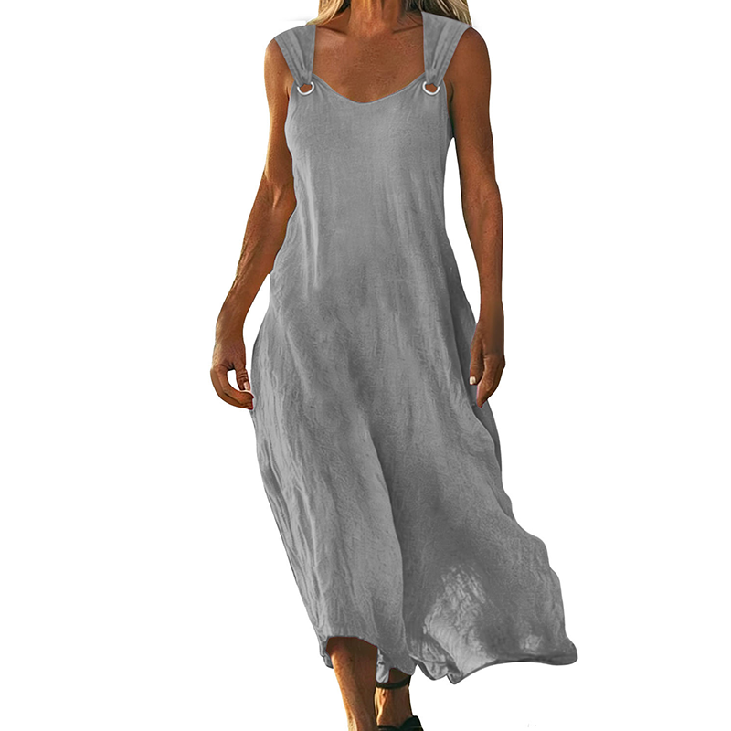 Damen ärmelloses V-Ausschnitt Maxikleid mit Ringträgern