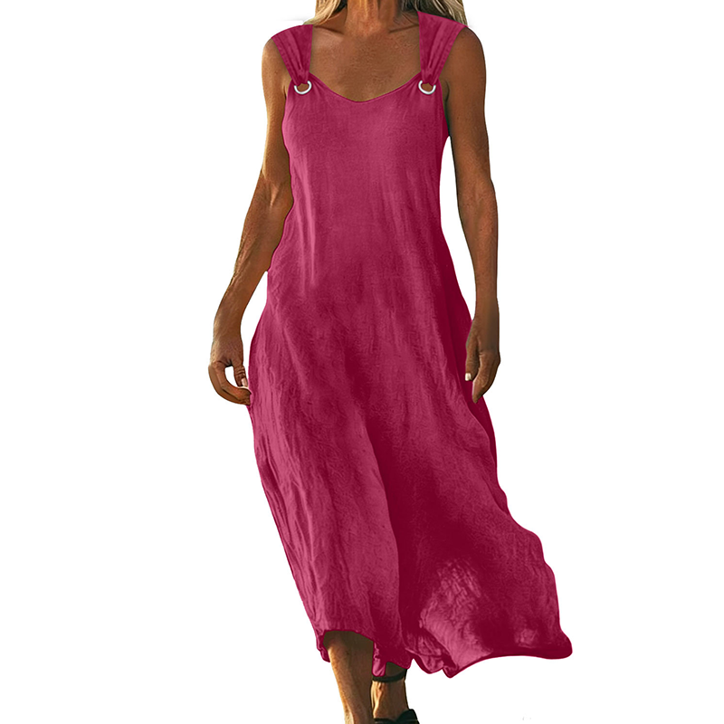 Damen ärmelloses V-Ausschnitt Maxikleid mit Ringträgern