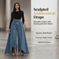 Damen Hochtaillierte Weitbein-Jeans mit High-Low-Saum