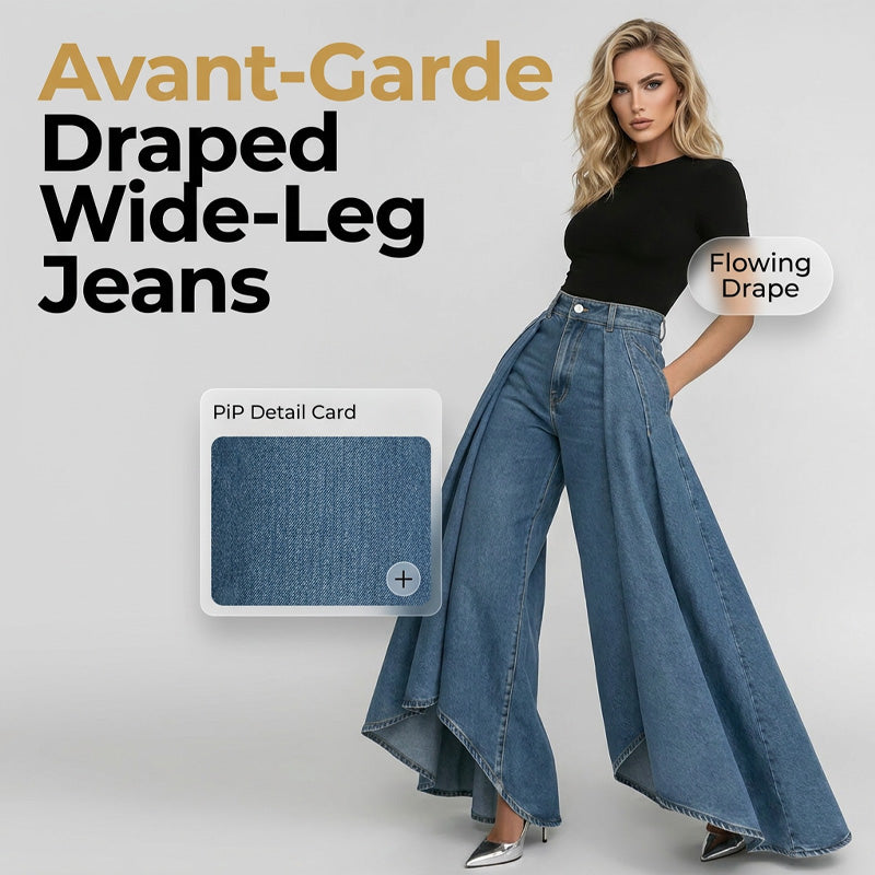 Damen Hochtaillierte Weitbein-Jeans mit High-Low-Saum