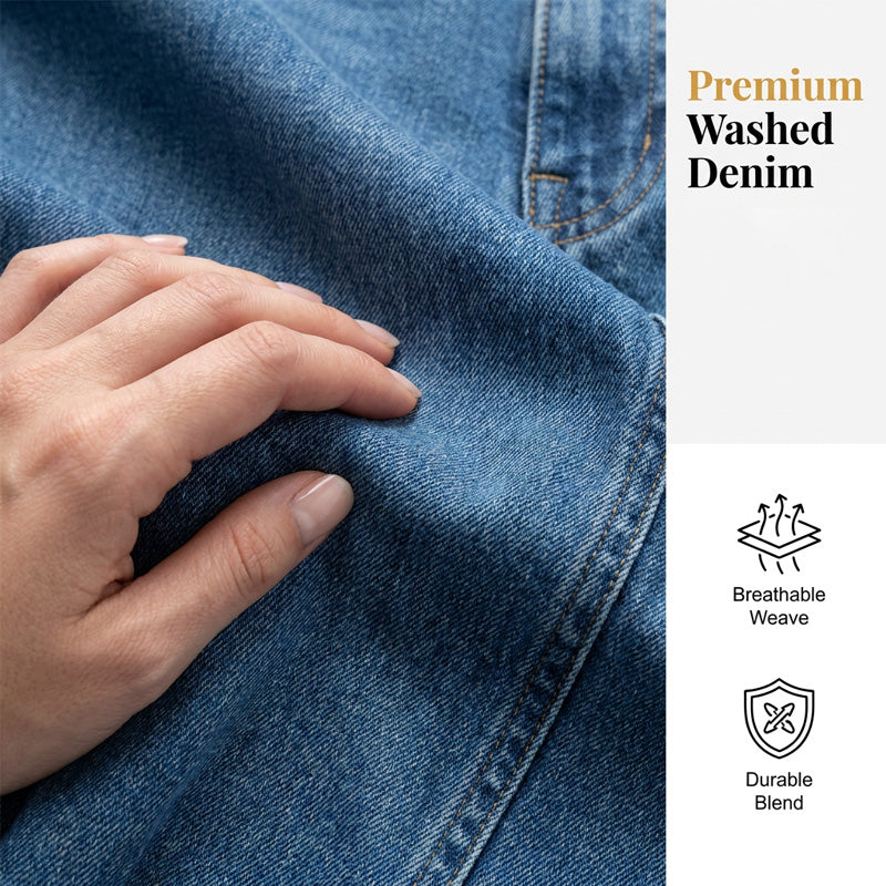 Damen Hochtaillierte Weitbein-Jeans mit High-Low-Saum