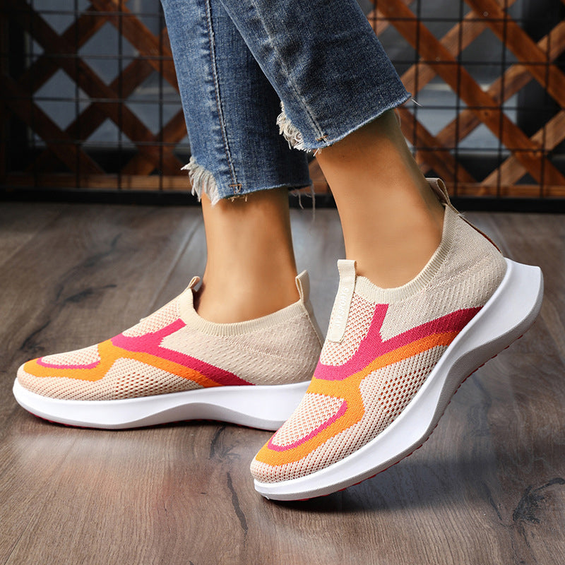 Damen atmungsaktive gestrickte Slip-On-Sneakers
