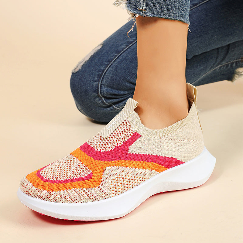 Damen atmungsaktive gestrickte Slip-On-Sneakers