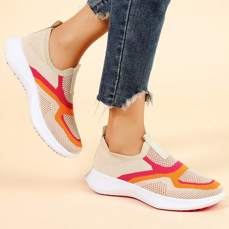 Damen atmungsaktive gestrickte Slip-On-Sneakers